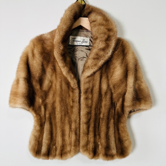 Stunning Vintage Genuine Mink Fur Stole Jacket By Famous Barr Fur Salon S/M - Picture 8 of 10
